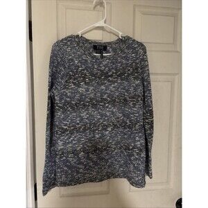 FDJ French Dressing Jeans Womans Open Knit Sweater Size XS blue And White